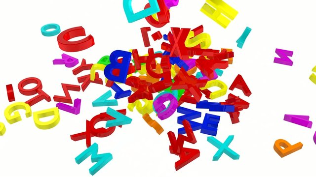 colored letters falling