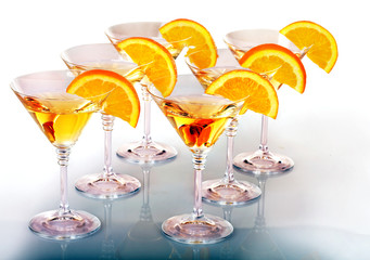 Group glass with alcohol drink martini.