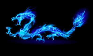 Obraz na płótnie Canvas Niebieski Smok ognia