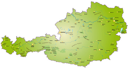 Landkarte von Österreich als Übersichtskarte