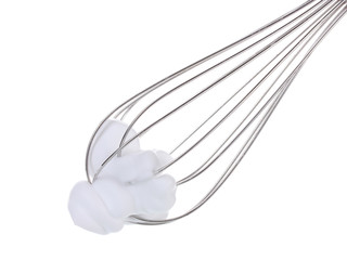 Obraz na płótnie Canvas Metal whisk for whipping eggs with cream isolated on white