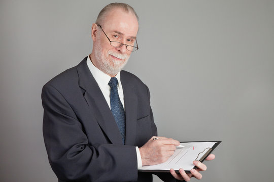 Senior with a checklist