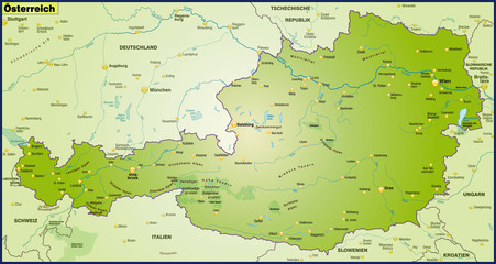 Landkarte von Österreich als Übersichtskarte
