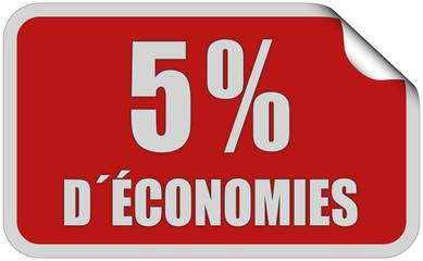 Sticker rot eckig curl oben 5% D´ÉCONOMIES