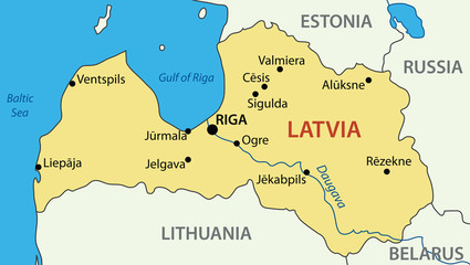 Republic of Latvia - vector map - obrazy, fototapety, plakaty