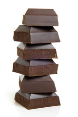 Stack of chocolate pieces