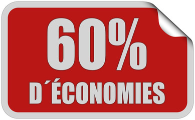 Sticker rot eckig curl oben 60% D´ÉCONOMIES
