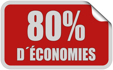 Sticker rot eckig curl oben 80% D´ÉCONOMIES