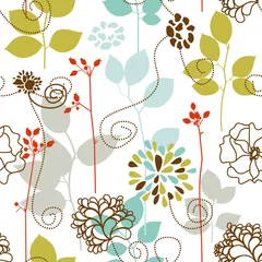 Wall murals Abstract flowers Spring plants seamless pattern