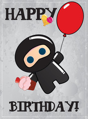 Happy birthday card with cute ninja © bluelela