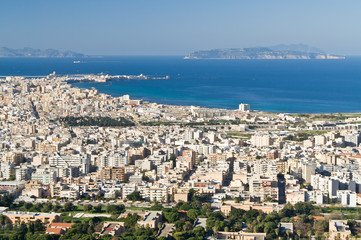 View on Trapani and Egadi Islands from Erice