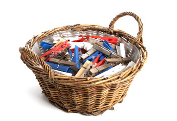 Clothes pins in basket