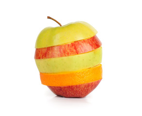 Red, yellow and green sliced apple