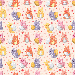 rabbit holiday seamless pattern