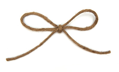 String tied in a bow on white