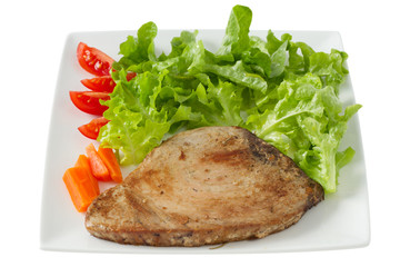 fried tuna with salad