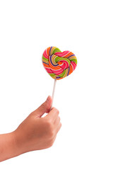 isolated heart-shaped lollipops colorful