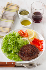 grilled hamburger with salad