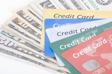 credit card and dollars