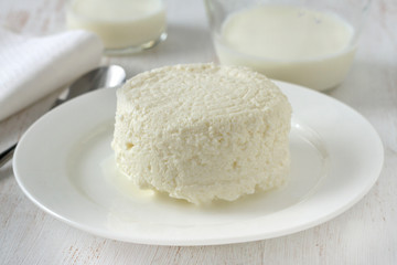 Obraz na płótnie Canvas cottage cheese on the plate