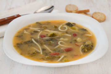 bean soup with spaghetti