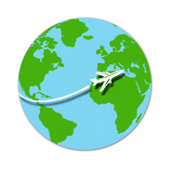 airplane travel around the globe drawing