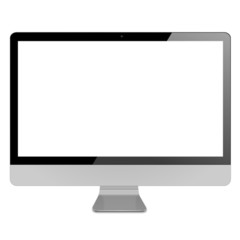 Metallic computer with flat-screen panel - vector format