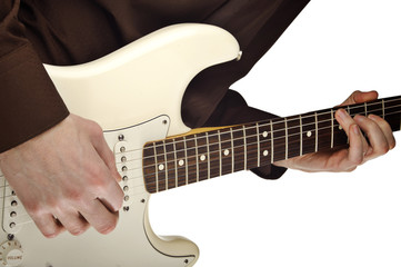 Obraz premium a man plays the electric guitar