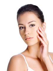 Woman with clean skin on a face