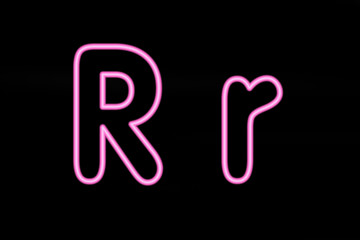 Lettre R, néon rose