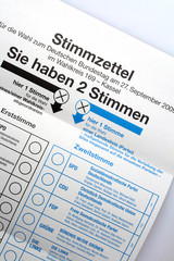 Stimmzettel fuer die Bundestagswahl