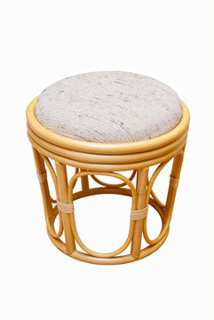 Rattan Stool On A White Background