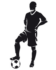 ector football (soccer) player silhouette with ball isolated