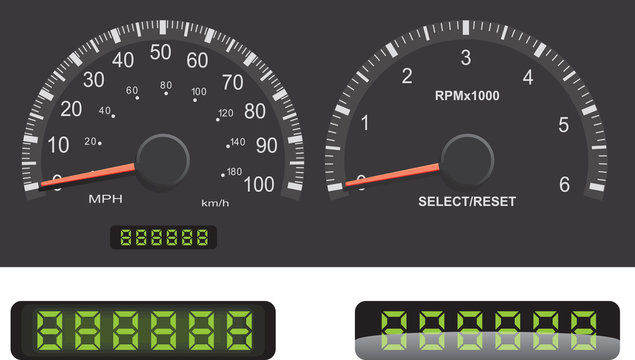 Speedometer and Tachometer Dash Gages
