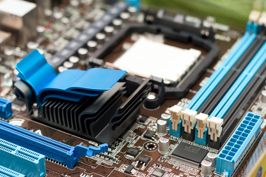 Detail of the computer motherboard