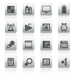 Mobile phone performance, internet and office icons