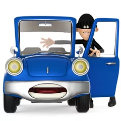 Fotobehang thief stealing a car cartoon © DM7