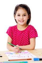 Little girl draw for mum