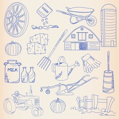 Hand Drawn Farming Icon Set