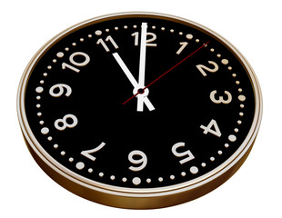 Black and gold clock on white