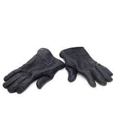 pair black of leather gloves isolated on white background