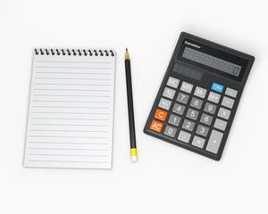 Calculator and notebook with pencil 2