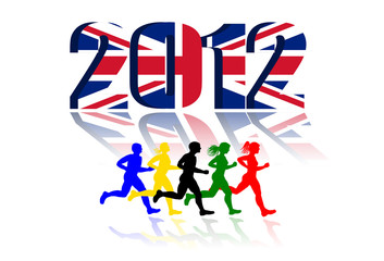Fototapeta premium Runners on 2012 UK Flag background