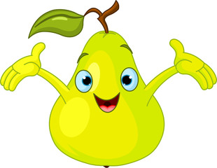 Cheerful Cartoon Pear character