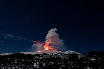 Tableaux sur verre Volcan eruption etna