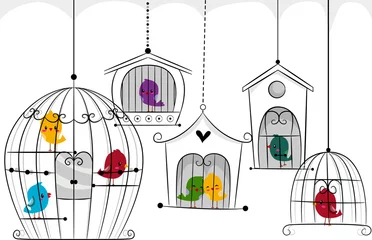 Cercles muraux Oiseaux en cages Oiseaux en cage