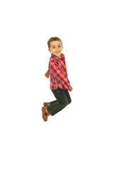 Joyful boy jumping