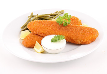 breaded fish and vegetable