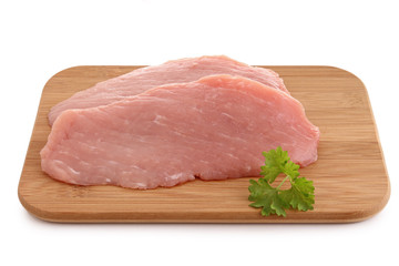 isolated raw pork