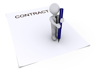 Person with pen about to sign contract